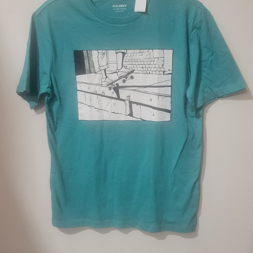 OLD NAVY NEW BRAND NEW WITH TAGS TURQOISE T-SHIRT BOYS SIZE XL (14-16)